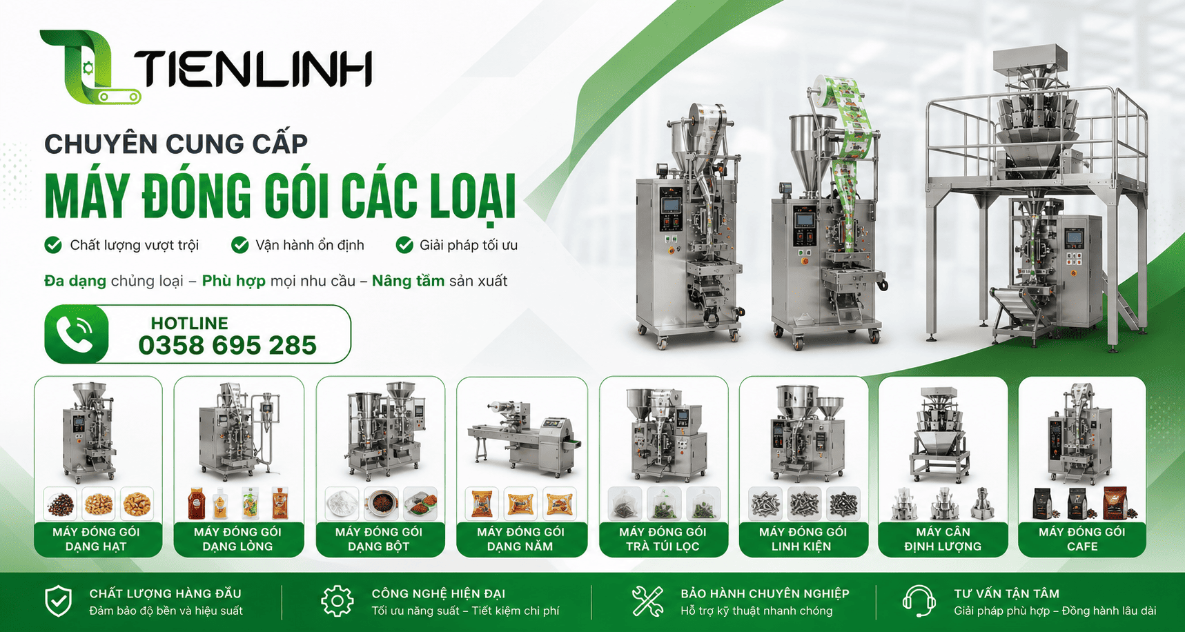 Banner may dong goi tien linh